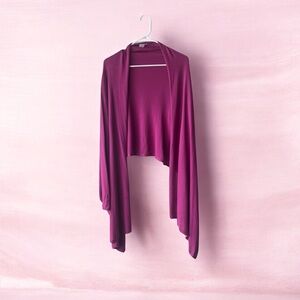 Garnet Hill Fuchsia Silk-Cotton Cardigan
